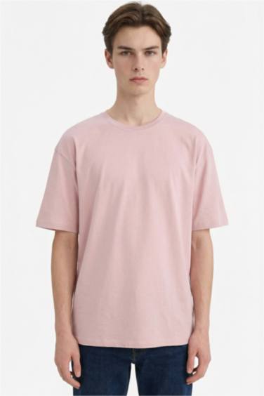 Oversize Fit Crew Neck Basic Cotton T-Shirt
