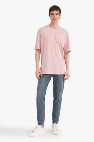 T-shirt oversize basique en coton à col rond et manches courtes