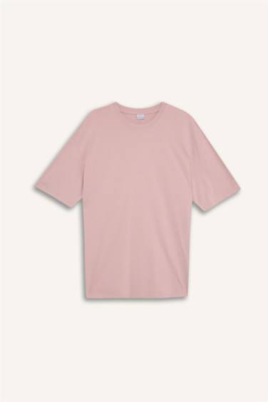 T-shirt oversize basique en coton à col rond et manches courtes