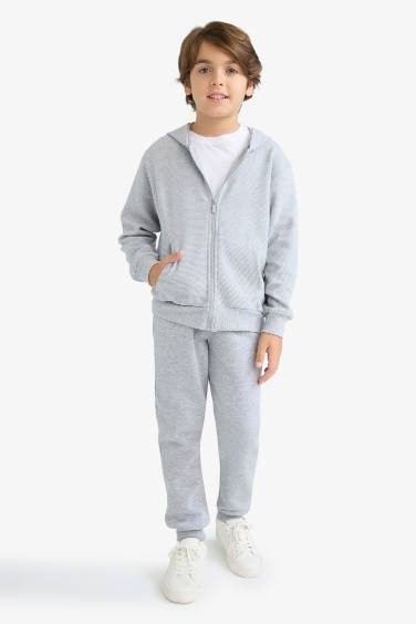 Boy Hooded School Zippered Sweatshirt