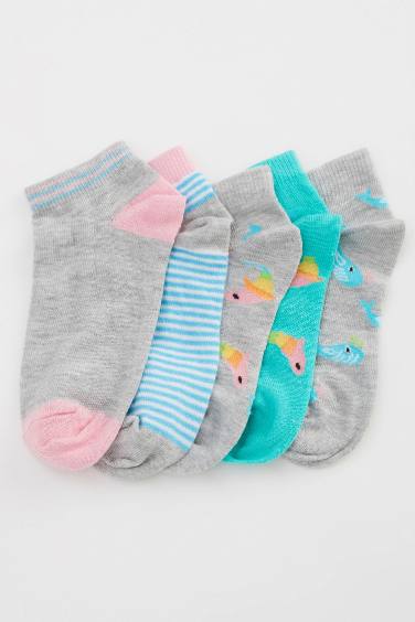 Girls' Cotton 5 Pack Short Socks