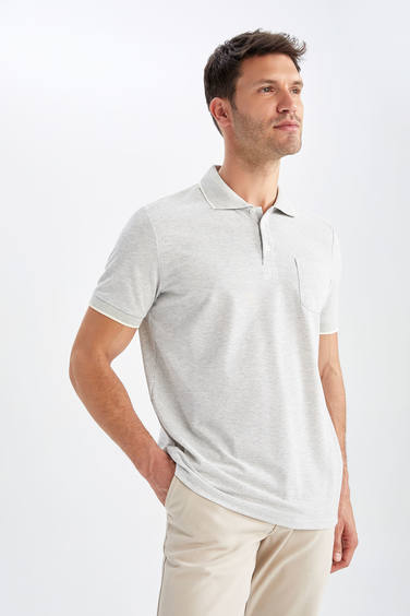 White MAN Modern Fit Polo Neck Basic Short Sleeve T-Shirt 2819931 | DeFacto