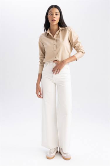 %100 Pamuk Oversize Geniş Kalıp Poplin Uzun Kollu Gömlek