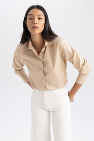 %100 Pamuk Oversize Geniş Kalıp Poplin Uzun Kollu Gömlek