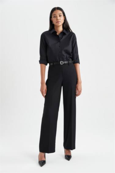 Oversize Fit Shirt Collar Poplin Long Sleeve Shirt