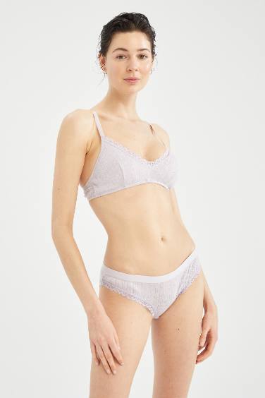 Culotte de bikini basique avec détails en dentelle