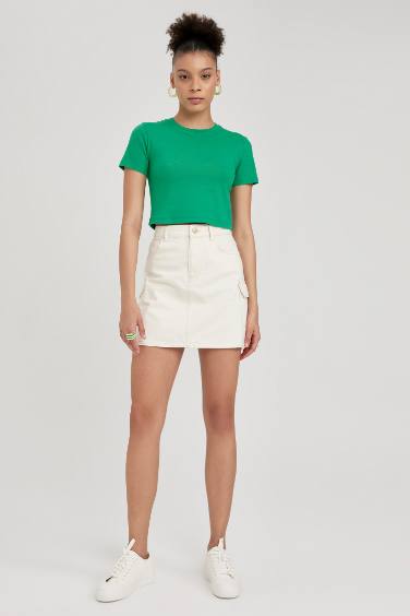 Футболка з коротким рукавом приталеного крою Rıb для жінок