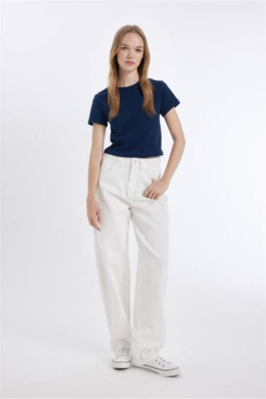 تيشيرت سامبل نص كم مضلع سليم فيت