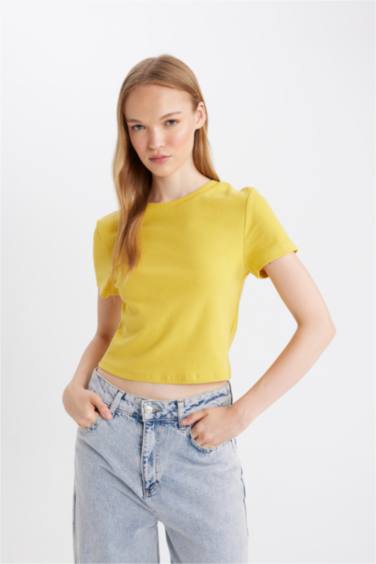 تيشيرت نص كم سامبل مضلع سليم فيت