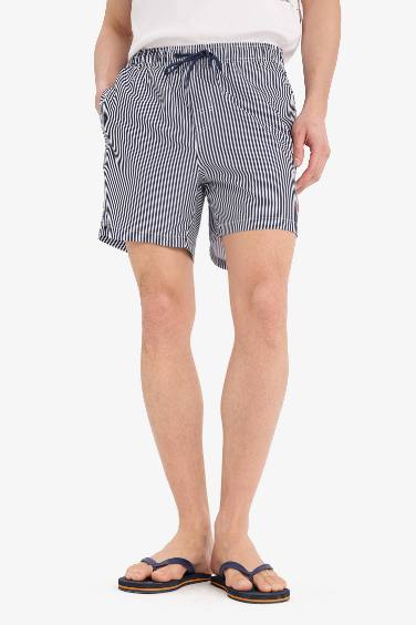 Striped Mesh Lined Short Swim Shorts