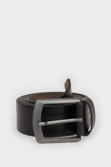 Man Rectangle Clasp Faux Leather