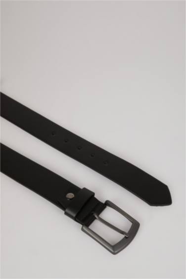 حزام رجالي جلد صناعي بمشبك مستطيل