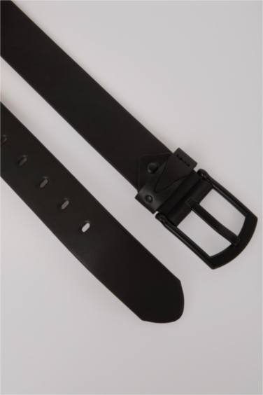 حزام رجالي جلد صناعي بمشبك مستطيل