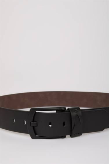 حزام رجالي جلد صناعي بمشبك مستطيل