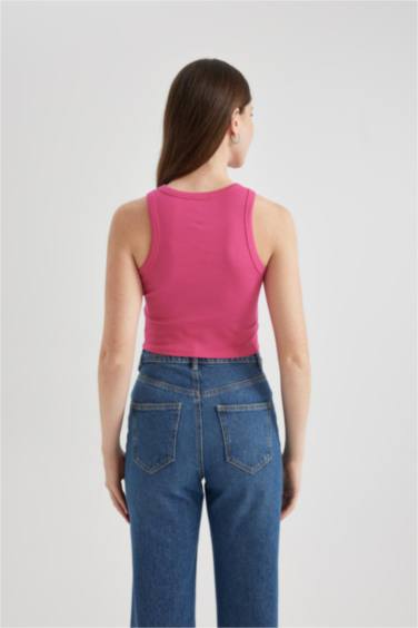 Débardeur Slim Basique à col licou et à côtes