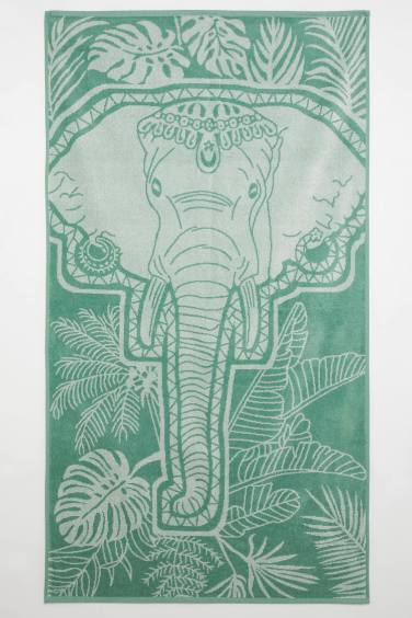 Woman Elephant Patterned Beach Towel