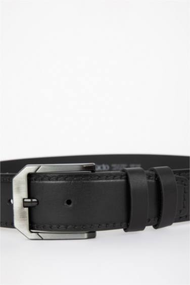 Man Faux Leather Wide Denim Belt