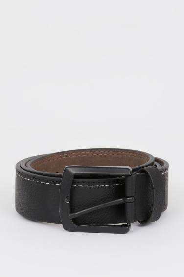 Man Square Clasp Faux Leather