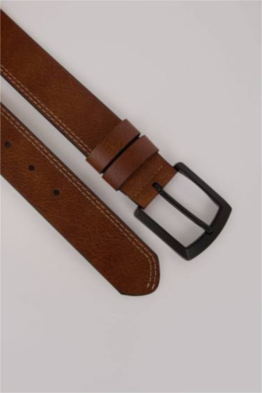 حزام رجالي كاجوال جلد صناعي بمشبك مربع