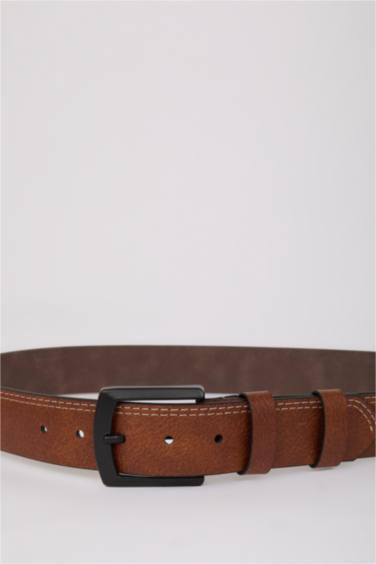 حزام رجالي كاجوال جلد صناعي بمشبك مربع