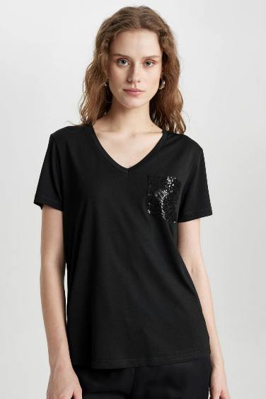 Regular Fit V Neck Short Sleeve T-Shirt