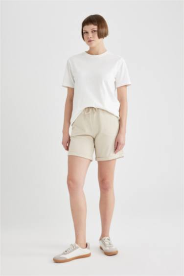 Regular Fit Thin Sweatshirt Fabric Basic Normal Waist Regular Hem Bermuda