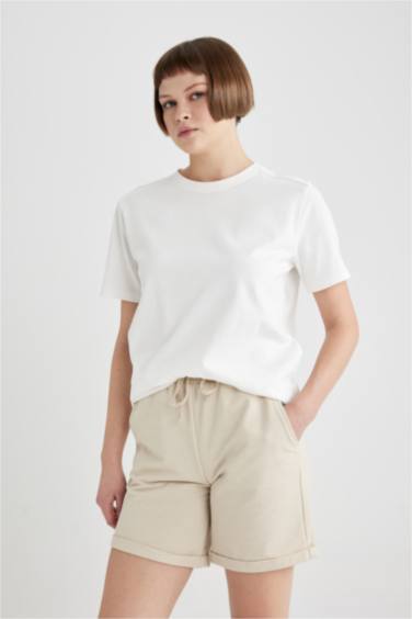 Regular Fit Thin Sweatshirt Fabric Basic Normal Waist Regular Hem Bermuda