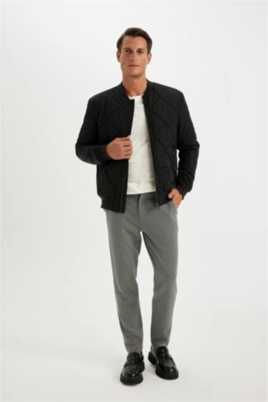 Su İtici Slim Fit Dar Kesim Bomber Kolej Yaka Fermuarlı Cepli Astarlı Mevsimlik Mont