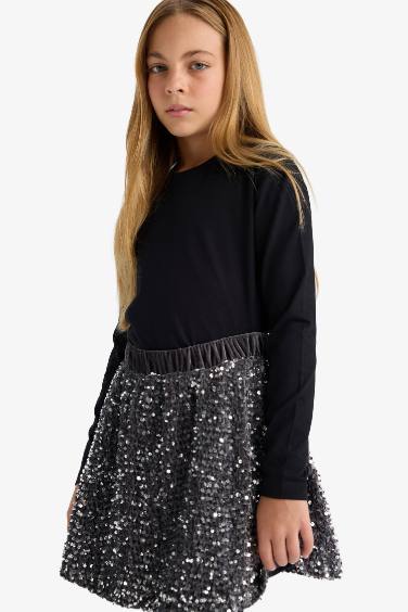 	Kız Çocuk Bisiklet Yaka Basic Düz Uzun Kollu Okul Tişörtü