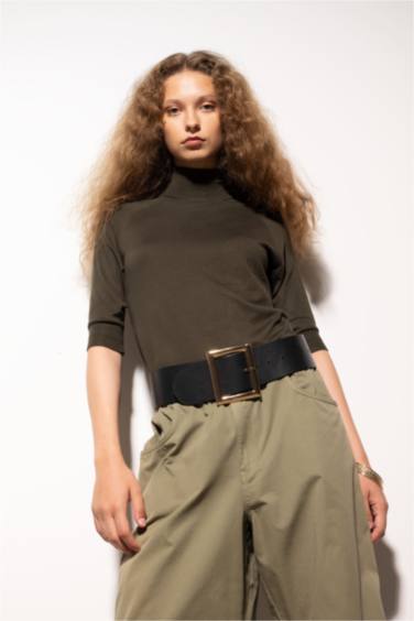 Regular Fit Turtleneck Basic Knit Pullover