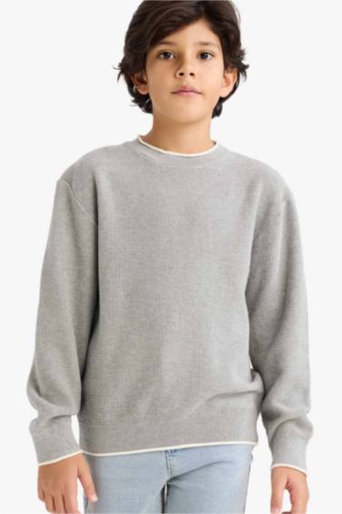 بلوز صوف ولادي قطن قصة عادية بياخة مستديرة