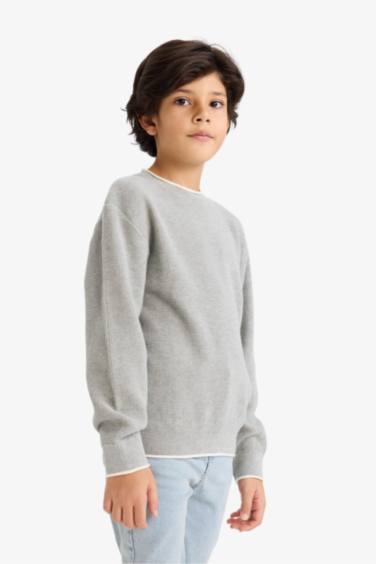 بلوز صوف ولادي قطن قصة عادية بياخة مستديرة