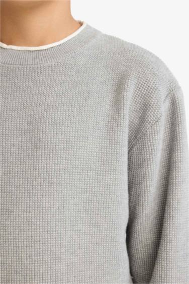 بلوز صوف ولادي قطن قصة عادية بياخة مستديرة