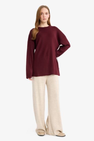 Relax Fit Triko Pantolon Basic Düz Beli Lastikli Geniş Paça