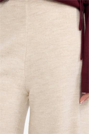 Relax Fit Triko Pantolon Basic Düz Beli Lastikli Geniş Paça