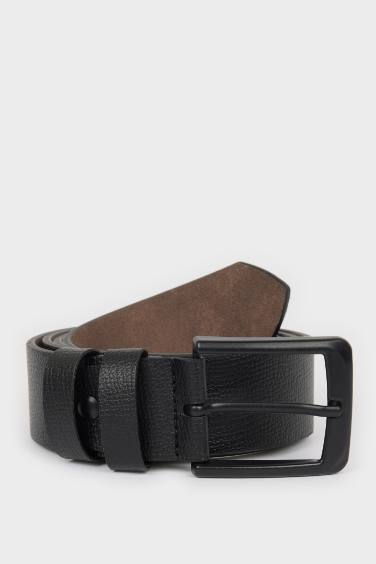 Man Rectangle Clasp Faux Leather