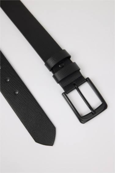 حزام رجالي جلد صناعي بمشبك مستطيل