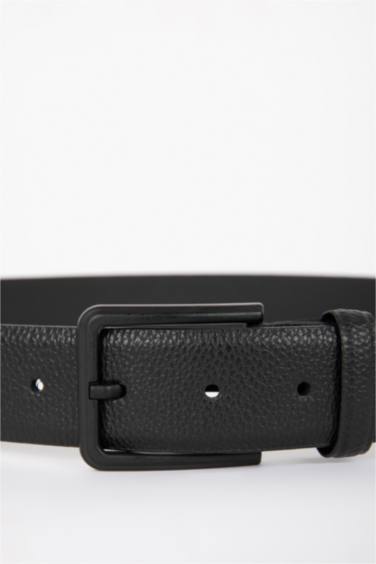 Man Rectangular Buckle Faux Leather Classic Belt