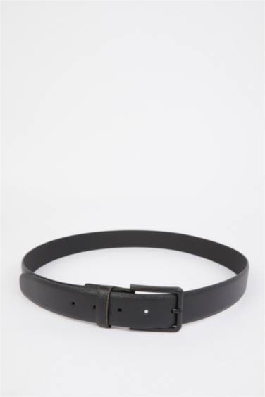 حزام رجالي جلد صناعي بمشبك مستطيل