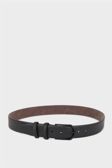 Erkek Dikdörtgen Toka Suni Deri Jean Kemeri