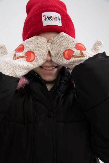 Gants en tricot imprimé Cerise pour Fille