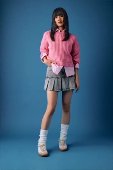 Coool Oversize Geniş Kalıp Bisiklet Yaka Triko Kazak