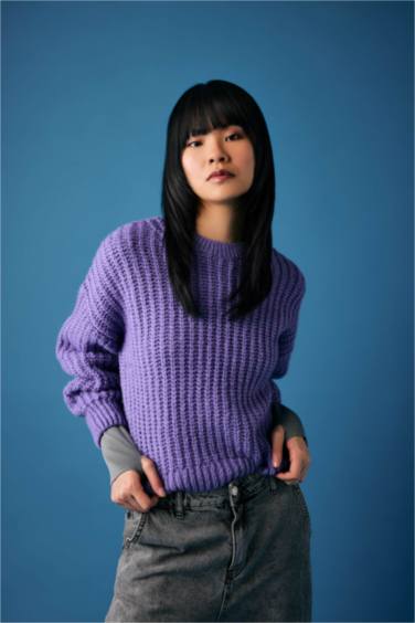 Coool Oversize Geniş Kalıp Bisiklet Yaka Triko Kazak