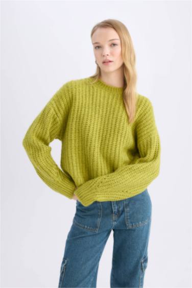 Coool Oversize Geniş Kalıp Bisiklet Yaka Triko Kazak