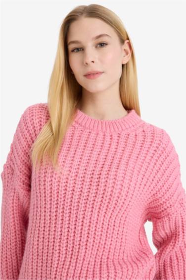 Oversize Fit Crew Neck Basic Dress Pullover