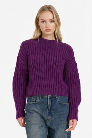 Oversize Fit Crew Neck Basic Dress Pullover