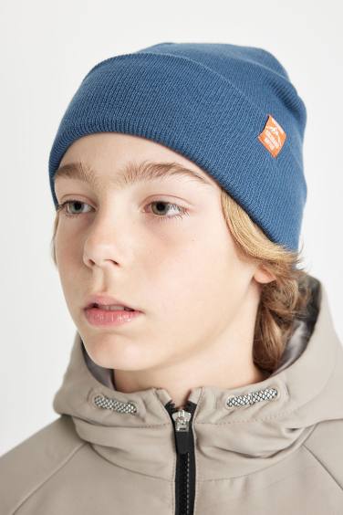 Boy Woven Labeled Knitted Beret