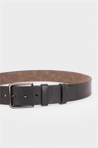 Man Rectangle Clasp Faux Leather Denim Belt