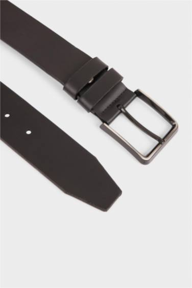 Man Rectangle Clasp Faux Leather Denim Belt