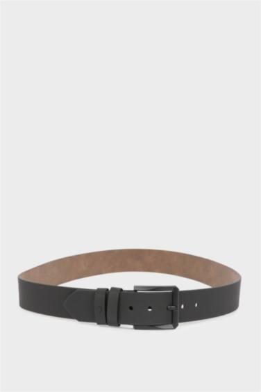 حزام رجالي جلد صناعي بمشبك مستطيل